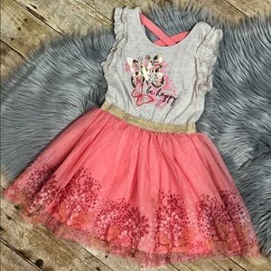 {Little Lass} Ruffle Sleeve Glitter Party Dress